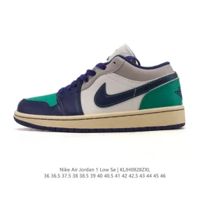 Jordan AJ1 Low Retro Basketball Shoes with Air Cushion and Leather Upper