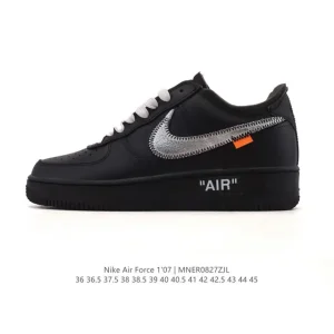 Nike Air Force 1 07 Low White Leather Sneakers with Air Cushion Sole