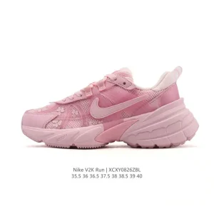 Nike V2K Run Retro Running Shoe with Cushioned Sole and Metallic Accents