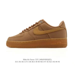 Nike Air Force 1 07 Low White Leather Sneakers with Air Cushion Sole
