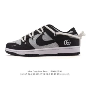 Nike Dunk Low Retro Basketball Shoes with Leather Upper and Gum Sole