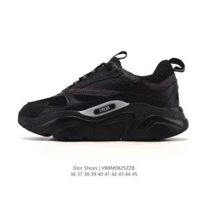 Dior B27 Low-Top Retro Sneakers with Thick Sole and Lace-Up