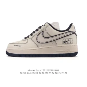 Nike Air Force 1 '07 Low White Leather Sneakers with Air Cushion Sole