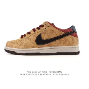 Nike SB Dunk Low Pro Fz1278 Vintage Leather Skateboarding Shoes for Men and Women