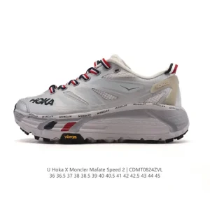 Hoka One One x Moncler Men's Thick Sole Luxury Sneaker White Silver