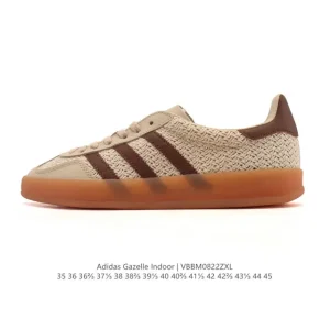 Adidas Originals Gazelle Indoor Retro Leather Sneakers with Gum Sole