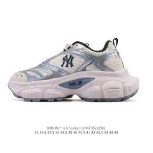 MLB Chunky Liner Mid Retro Streetwear Leather Sneakers for Men and Women