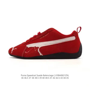 Balenciaga Speedcat Leather Vintage Low Cut Racing Sneakers