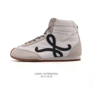 Loewe Ballet Runner Leather Fabric High Top Sneakers