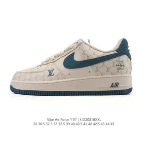 Nike Air Force 1 Low 07 White Leather Sneakers with Air Cushion Sole