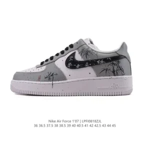 Nike Air Force 1 '07 Low White Leather Sneakers with Air Cushion Sole