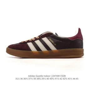 Adidas Originals Gazelle Indoor Retro Leather Sneakers with Gum Sole