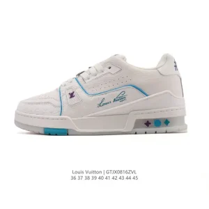 Louis Vuitton Trainer Low Sneaker White Leather Men's Fashion Shoes