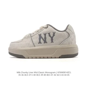 MLB Chunky Liner Mid Retro Streetwear Leather Sneakers