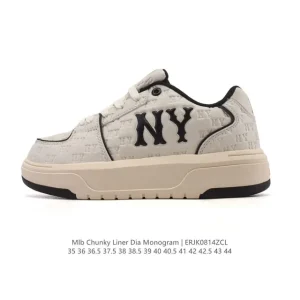 MLB Chunky Liner Mid Retro Street Style Leather Sneakers