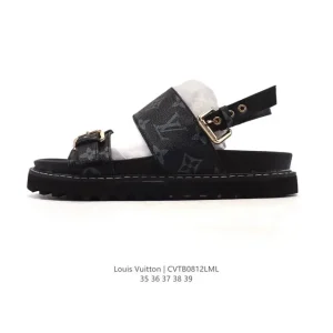 Louis Vuitton Large Logo Print Thick Sole Elevator Casual Sandals