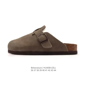 Birkenstock Boston Suede Shearling Shearling Lined Leather Soft Cork Sole Slipper