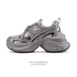 Gg Cc Luxury Women's Classic Casual Sneakers with 5cm+ Height Increase