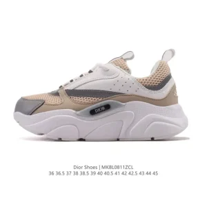 Dior B30 Low Top Retro Sneaker with Thick Sole and Round Toe