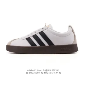 Adidas VL Court 2.0 Shoes White Leather Casual Sneakers