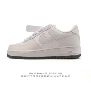 Nike Air Force 1 Low 2025 White Leather Low Top Sneakers with Cushioning