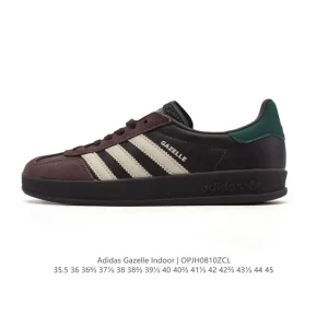 Adidas Originals Gazelle Indoor Retro Leather Sneakers with Gum Sole