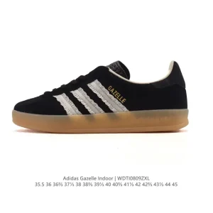 Adidas Originals Gazelle Indoor Retro Leather Sneakers with Gum Sole