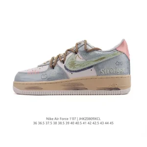 Nike Air Force 1 07 Low Sneakers with Detachable Straps and Air Cushion