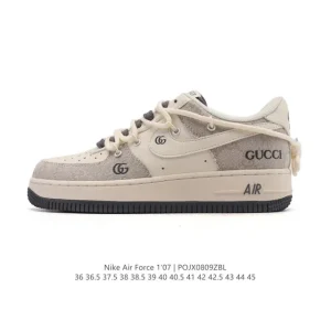 Nike Air Force 1 '07 Low White Leather Sneakers with Air Cushion
