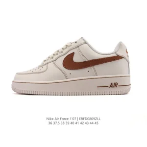 Nike Air Force 1 '07 Low White Leather Sneakers with Air Cushioning