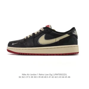 Jordan Air 1 Low Retro Basketball Shoes Vintage Style Leather Upper with Air Cushion