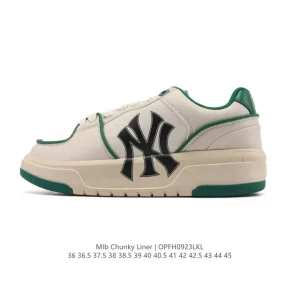 MLB Chunky Liner Mid Retro Streetwear Leather Sneakers with Reflective Details