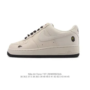 Nike Air Force 1 '07 Low White Leather Sneakers with Air Cushion