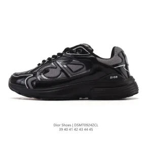 Dior Men's Low-Top Retro Sneakers with Thick Sole and Lace-Up Design
