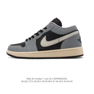 Air Jordan 1 Low Retro Classic Leather Sneakers with Air Cushioning