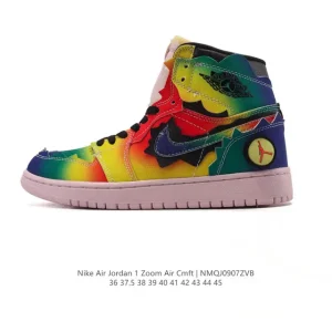 Jordan Balvin Rainbow Dye Air Jordan 1 High Custom Smile Logo