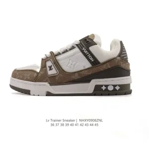 Louis Vuitton Trainer Low Sneaker White Leather Men Women Shoes