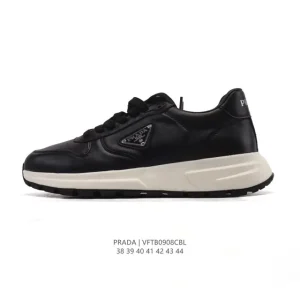 Prada Chunky Runner Men's Leather Fashion Sneakers with Thick Sole
