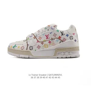 Louis Vuitton Trainer Low Sneaker White Leather Fashion Shoes