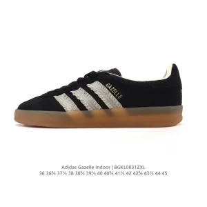 Adidas Originals Gazelle Indoor Retro Leather Sneakers with Gum Sole