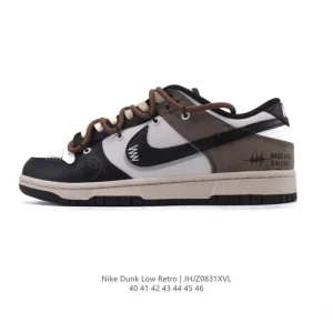 Nike Dunk Low Retro Vintage Basketball Sneakers with Canvas Upper