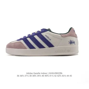 Adidas Originals Gazelle Indoor Retro Leather Sneakers with Gum Sole