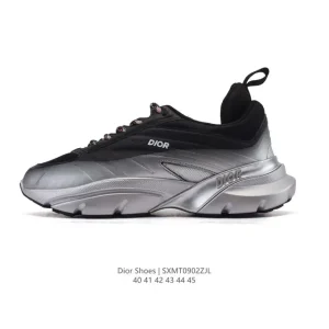 Dior Men's Low-Top Retro Sneakers with Thick Sole and Lace-Up Design