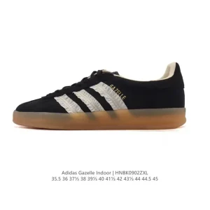 Adidas Originals Gazelle Indoor Retro Leather Sneakers with Gum Sole