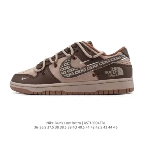 Nike Dunk Low Retro Vintage Basketball Sneakers with Leather Upper and Rubber Sole