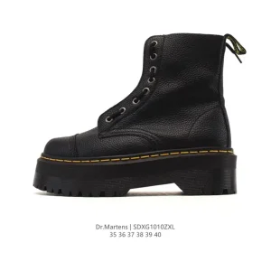 Dr. Martens Women's High-Heel Leather Chelsea Boots Classic British Style