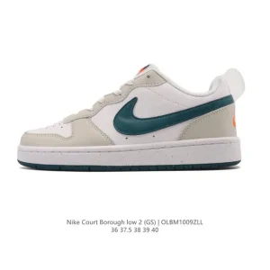 Nike Court Borough Low 2 GS White Leather Low Top Sneakers for Girls