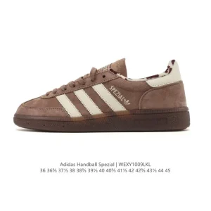 Adidas Handball Spezial Low Cut Vintage Leather Sneakers with Three Stripes