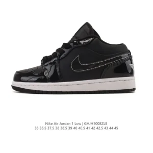 Jordan Air 1 Low Retro Leather Sneakers with Air Cushion