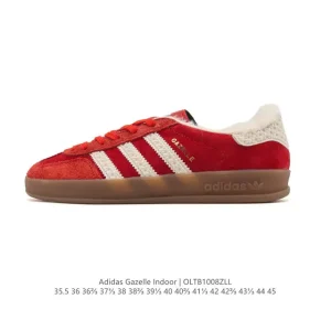 Adidas Originals Gazelle Indoor Retro Leather Sneakers with Gum Sole